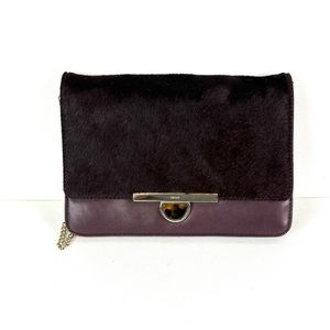 DKNY lambskin leather with calf hair shoulder bag